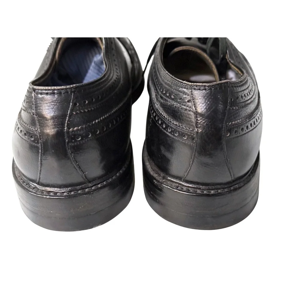 Premier Collection Mens Black Pebbled Leather Wingtip Oxford Shoes Size 11 D